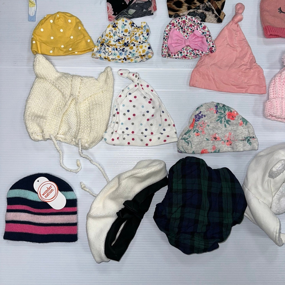 Lot of 18 Baby Girl Assorted Hats Bundle One Size Multi-color Pink - Picture 3 of 7